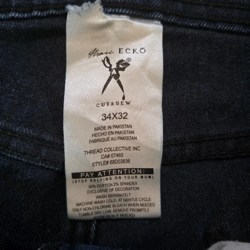 Marc Ecko Cut & Sew Jeans Mens 34x31 Blue Skinny Stretch‎ Denim Pockets Casual